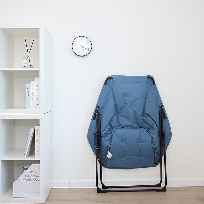 Hexagon Foldable Living Room Chair Saucer Chair for Adults Comfy Bedroom Lounge Chair Moon Chair Lazy Folding Chair for Dorm Rooms(Chair-Blue)