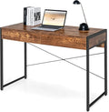 Tangkula Industrial Computer Desk with 2 Drawers Simple Study Writing Desk with Drawers 44 Inches Laptop PC Workstation Student Desk Home Office Desk Ideal for Bedroom &amp Office (Rustic Brown)