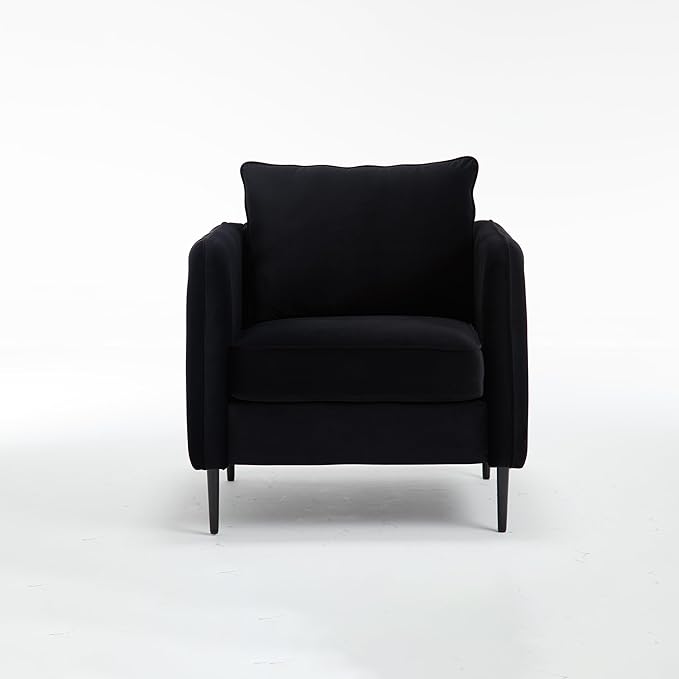 Accent Chair for Living Room ChairsVelvet Modern Upholstered Chairs Living RoomCozy ArmchairBarrel Chair (2 Black)