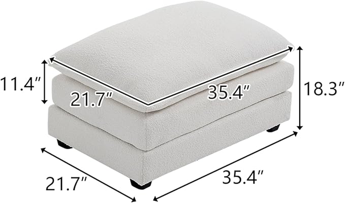 VINGLI 36.6 Big Cloud Comfy Ottoman Teddy Fleece White