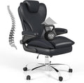 Office Desk Chair Executive Leather Office Chair High Back Ergonomic Home Desk Chair with Padded Flip-up Arms Big and Tall Computer Chair with Rocking Function 360°Swivel Free Black