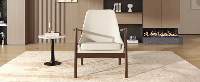 Accent Chair Mid Century Modern Armchair with with Solid Wood e Reading Leisure Chair with High Back for Living Room