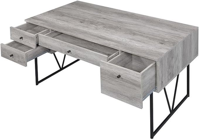 Maykoosh Writing Desk 4 Drawer - Chic Southwestern Style Desk Driftwood Gray Finish Home Office Desk