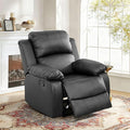 Manual Leather Recliner Chair Sofa for Living Room35 Ergonomic Reclining Chair with 10 Arm/Upholstered Seat/Metal FrameModern Single Couch for Rv Sofa/Home Theater Seating/Office(Black)