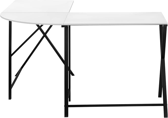 Monarch Specialties I 7195 Computer Desk Home Office Corner 55 L L Shape Work Laptop Metal Laminate White Black Contemporary Modern