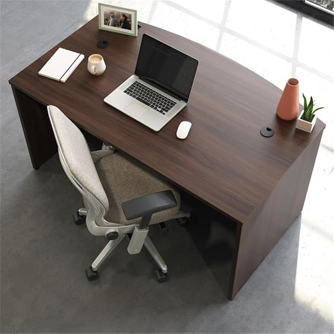 OfficeWorks by Sauder Affirm 60'' Bow Front Desk Shell L: 34.25'' x W: 59.06'' x H: 29.29'' Noble Elm
