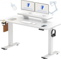 FLEXISPOT Standing Desk with Monitor Stand 55 x 24 Inches One-Piece Electric Height Adjustable Computer Desk with Cup Holder for Home Office White