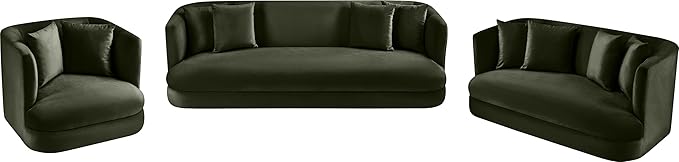 Meridian Furniture 699Green-C Alder Collection Modern | Contemporary Chair with Ultra Luxe Green Velvet 460 GSM Velvet Solid Wood Frame 38 W x 36 D x 30 H Green