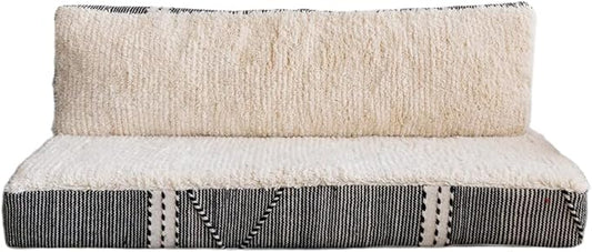 arabicsofa Moroccan Style Colorful Floor Couches – Handmade Modular Floor Cushions (White Top 12 6 ft Floor Sofa)