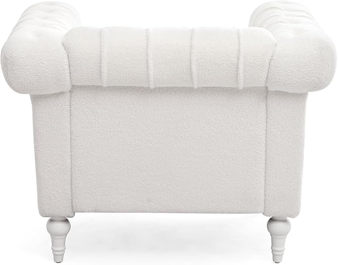 White Chesterfield Chair Upgrade Sherpa Accent Chair Chesterfield Upholstered Club Wingback Chair Button Tufted Sofa Chair for Living Room Bedroom Office