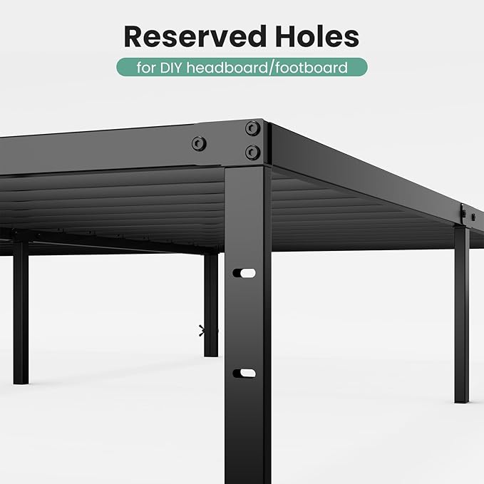 Sweetcrispy Queen Size 12 Inch Platform Bed Frame Heavy Duty Metal Foundation Frame Noise-Free Sturdy Steel Slats Underbed Storage No Box Spring Needed Quick Setup