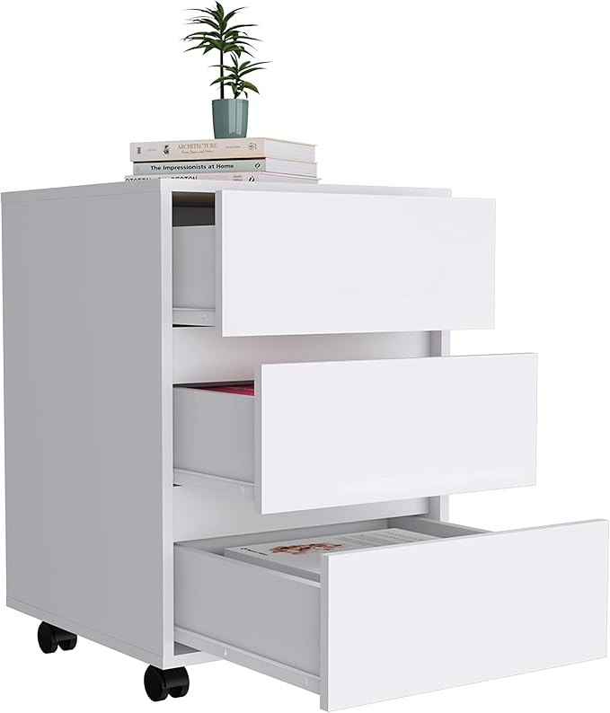 Vienna Mobile Filing Cabinet with All Metal Hardware Roller Blade Glide and Three Drawers. for Office
