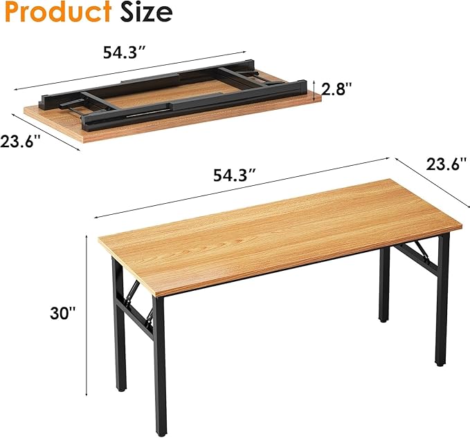 Need Office Computer Desk - 54.3L Sturdy and Heavy Duty Folding Laptop TableWriting Table/Home Office Desk/Sewing TableNo Assembly Required (Teak&ampBlack) AC5BB138