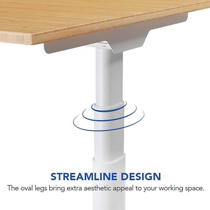 FLEXISPOT E6 Pro Oval Leg Dual Motor 3 Stages Bamboo Electric Standing Desk 78x30 Inch Whole-Piece Board Height Adjustable Electric Sit Stand Up Desk (White Frame + Bamboo Desktop)