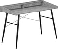 Computer Desk Home Office Laptop Storage Shelves 48 l Work Grey Stone Look Laminate Black Metal Contemporary Modern