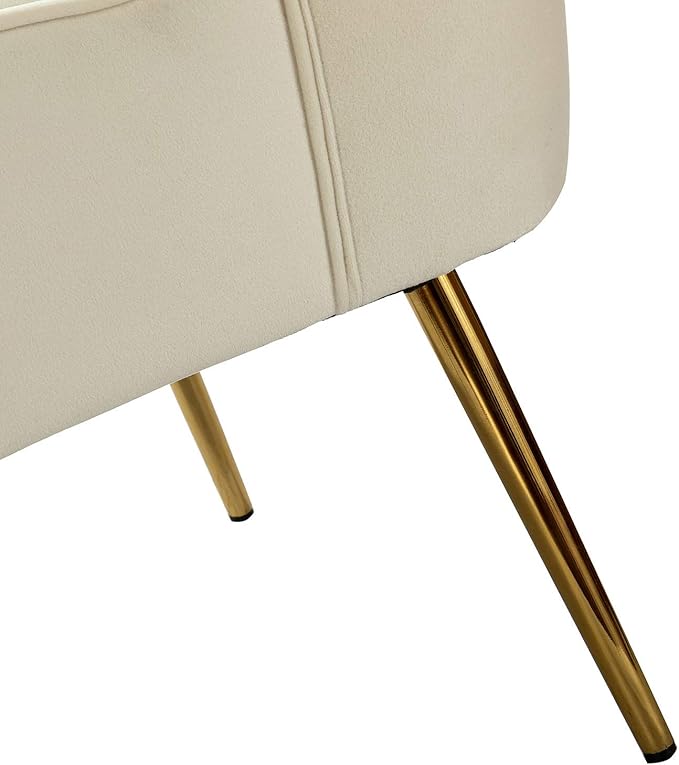 Tina's Home Modern Accent Chair Velvet Slipper Chair with Wingback Gold Legs Comfy Upholstered Fabric Armless Side Chair for Living Room Bedroom Vanity/Ivory