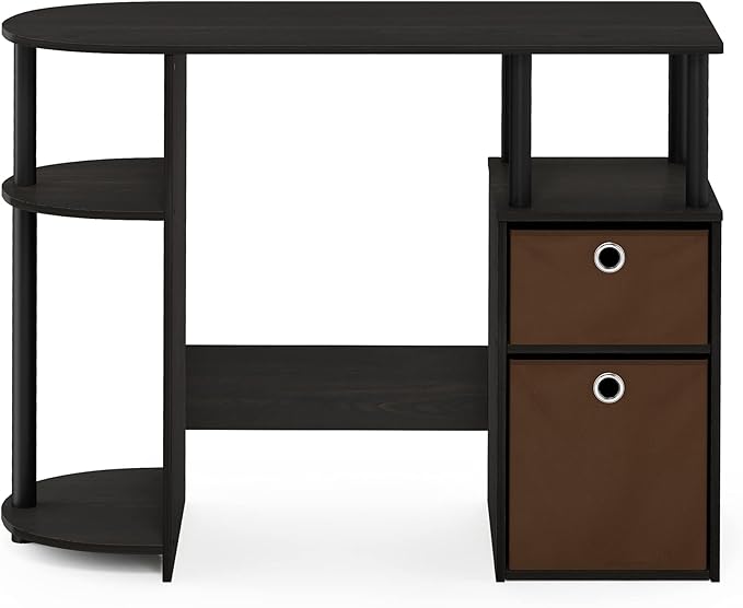 FURINNO Jaya Computer Study Desk with Bin Brown