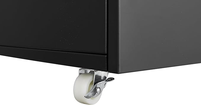 Black Mobile Filing Cabinet with Shelf Double DoorVertical File Cabinets Rectangular Steel Portable Filing Cabinet Traditional for Office Study Room