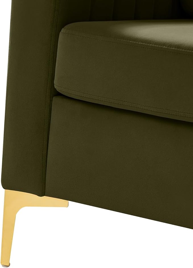Modern Upholstered Velvet Accent Chair Velvet Armchair Club Chair with Gold Metal Legs Mid-Century Barrel Leisure Comfy Reading Chair for Livingroom Bedroom