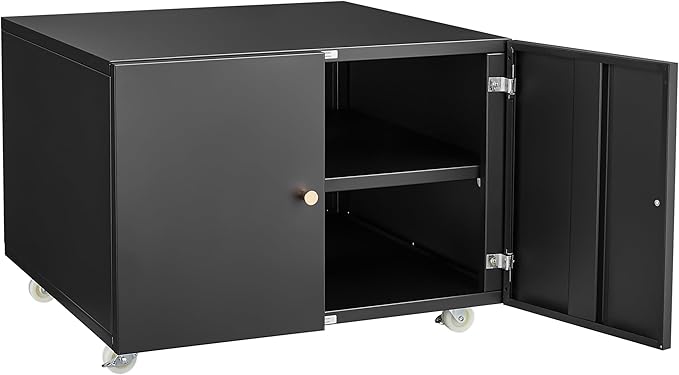 Ball &amp Cast 17.70 Metal Office Copier File Cabinet with 2 Door and 360 ° Universal WheelMobile Lateral Filing Cabinets w/Aluminum Alloy HandleRolling Printer Stand for Legal/Letter/A4Black