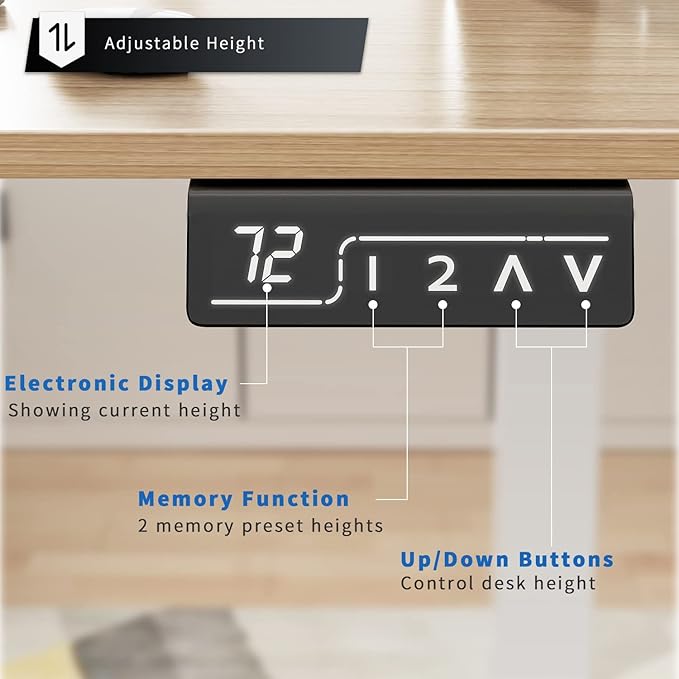 YESHOMY Height Adjustable Electric Standing Desk 55 inch Computer Table Home Office Workstation White Leg/Natural Top
