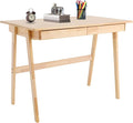 Modern Computer Desk with 2 Drawers Solid Wood Writing Desk for Home Office 39.3 Large Desktop 330 lbs Load Capacity Ergonomic Study Table (Log Color)