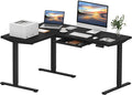 SANODESK L Shaped Electric Standing Desk with Drawer 63 Inch Ergonomic Adjustable Height Desk with Storage Corner Desk Sit Stand up Computer Table for Work Office Home Black
