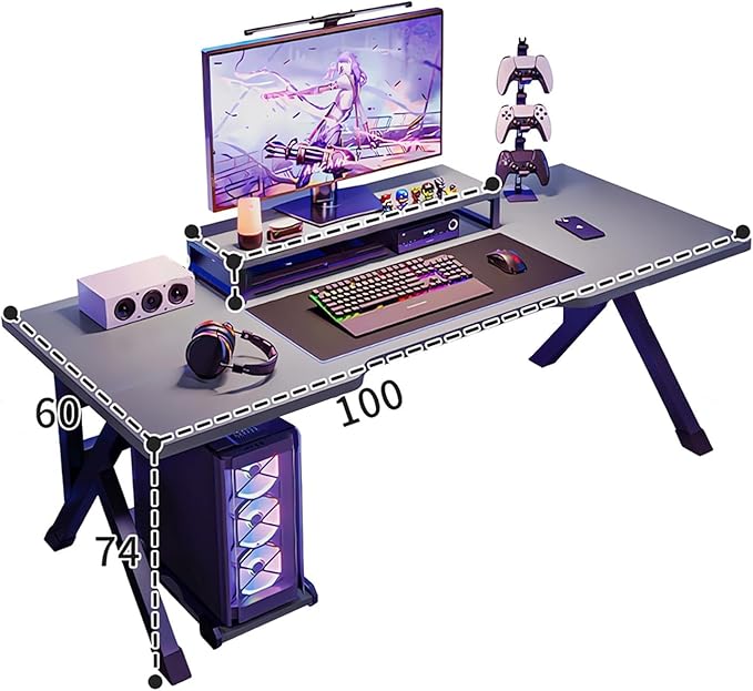 Large Gaming Desk Black PC Computer Desk Ergonomic Home Office DeskGaming Table Workstation for Gift Idea(40inch)