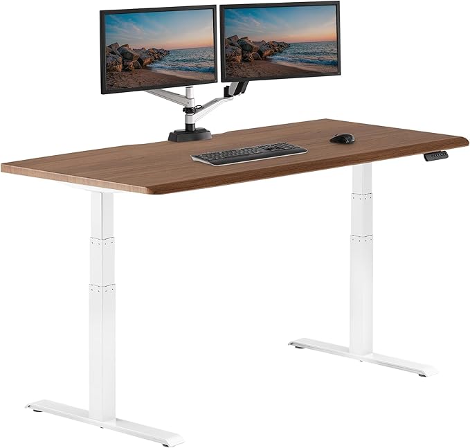 Vari ComfortEdge 72x30 Inch Electric Standing Desk – Height Adjustable Large Office Sit Stand VariDesk with Sloped Edge Memory Presets 180 LB Capacity + Tool-Free Assembly (Walnut)