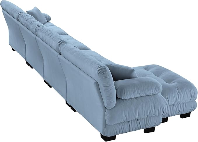 Modular Sectional Sofa 173.2 Oversized L Shaped Couch with 6 Pillows Chenille Deep Seat Soft Sofa Couches Comfy Cloud Couch for Living Room (Blue 4 Seat + 1 Ottoman)