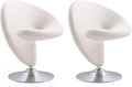 Manhattan Comfort Curl Swivel Accent Chair Set of 2 with 360° Turn Fully Assembled Upholstered in Wool Blend Modern Ergonomic Design with Polished Chrome Base Living Room &amp Office Set of 2 C