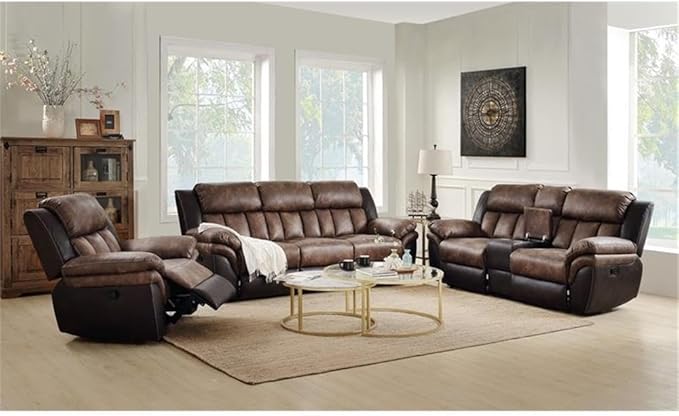 Acme Jaylen Sofa (Motion) in Toffee and Espresso Polished Microfiber
