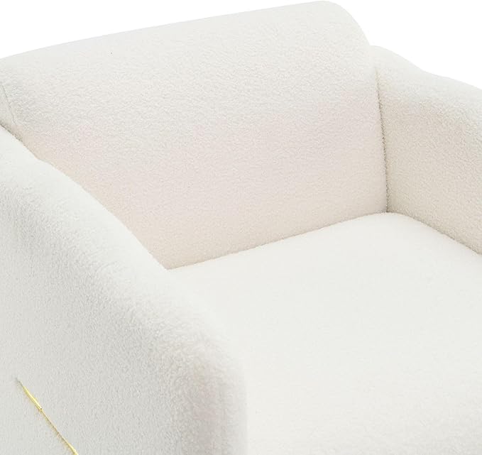 Arm Chair with Waved arms Metal Decoration on Both Side arms Accent Chair for Primary Living SpaceReading Chair Living Room Bedroom Teddy Fabric