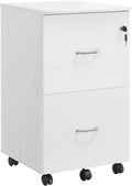 VASAGLE 2-Drawer File Cabinet Locking Filing Cabinet for Home Office Small Rolling Printer Stand A4 Letter-Size Hanging Files Assembly Required Snow White ULCD027T46V2