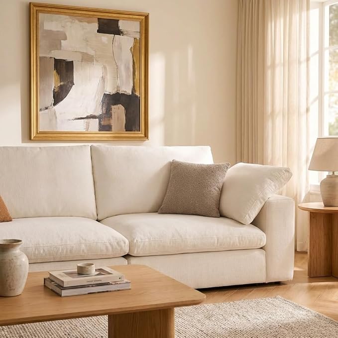 Cloud Modular Sectional Sofa Oversized Cloud Couch with Deep Seat Modern Comfy Couches with Washable Cover Easy Assembly Sectional Couches for Living Room- 3 Seater with Ottoman 110.2