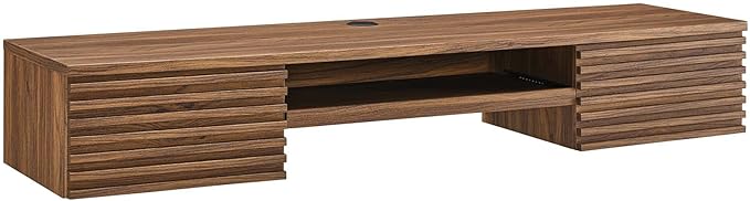 Modway Render Mid-Century Modern Wall Mount Office Desk Walnut