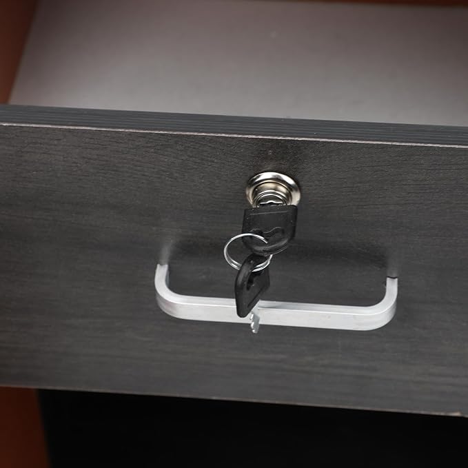 Mobile File Cabinet Sturdy Locking Rolling File Cabinet for Home Office (Walnut Color)