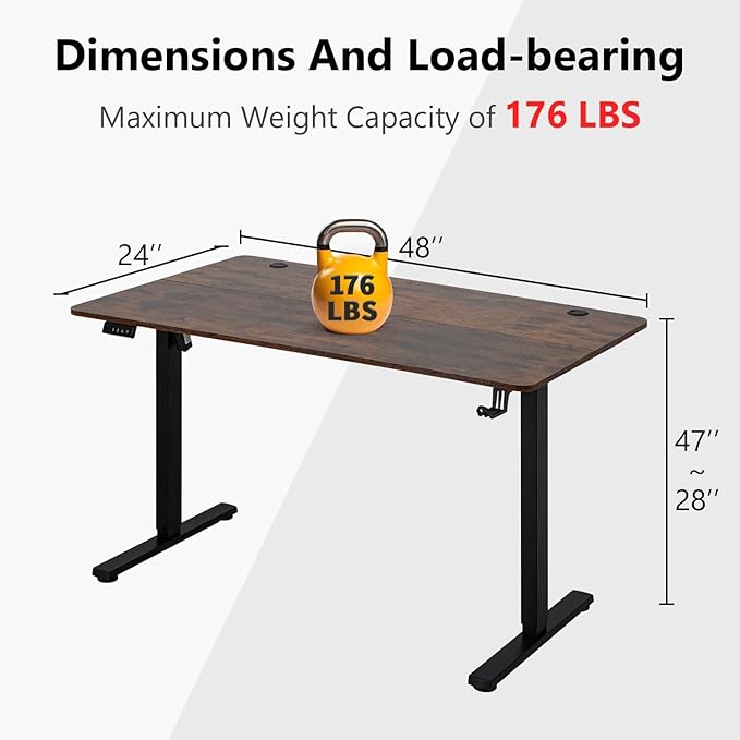 Adjustable Height Computer Workstation - Electric Lifting Sit Stand Desk Rising Computer Table That Raises Up and Down for Home Office