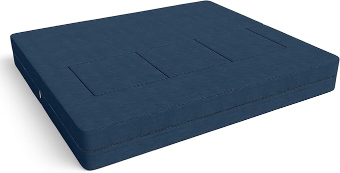Jaxx Zipline Convertible Sleeper Sofa &amp Three Ottomans/California King-Size Bed Textured Microvelvet - Indigo