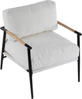 Modern Accent Chair Lounge Arm Chair Upholstered Armchair with Plush Cushions Single Chairs with Metal FrameWooden Armrest - Perfect for OfficeLiving RoomBedroomWhite