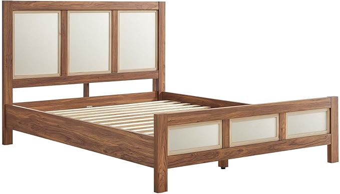 Modway Capri Mid-Century Modern Queen Size Bed in Walnut with Headboard and Footboard