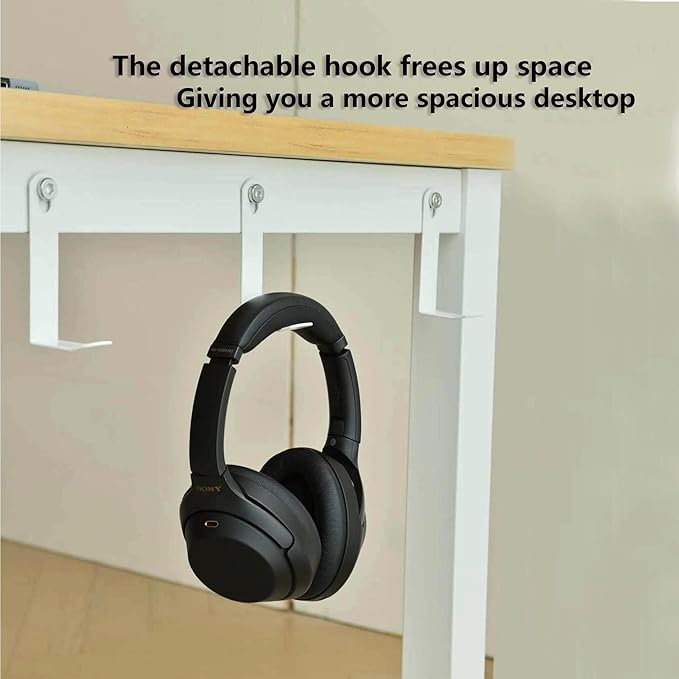 Large Computer Desk - 63 Inch Home Office Desks Study Student Writing Table Gaming Desk Wood Modern Simple Table with Storage Bag &amp Headphone Hooks Rustic White