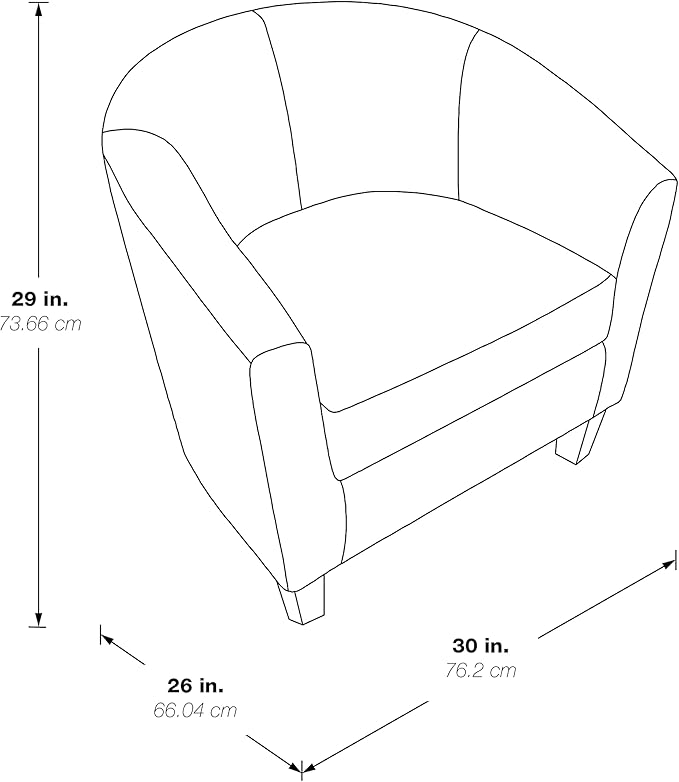 OSP Home Furnishings Ethan Tub Accent Chair with Dark Espresso Wood Legs Blue Denim Fabric