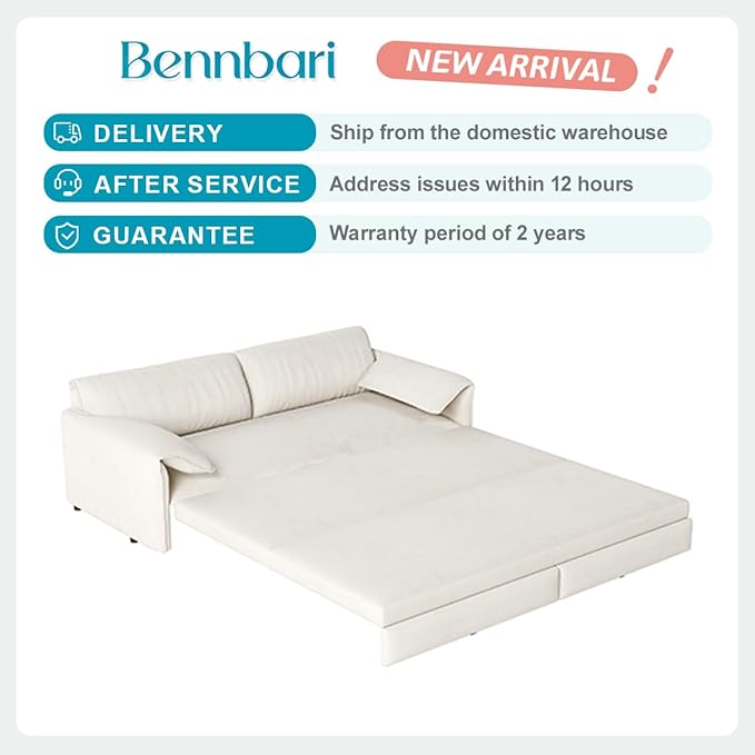 66'' Queen Pull Out Sofa Bed with Thickened Cushions 3-in-1 Convertible Velvet Sleeper Couch with Side Storage Loveseat Futon Lounge Recliner for Living Room Apartment Bedroom Small Space (White)