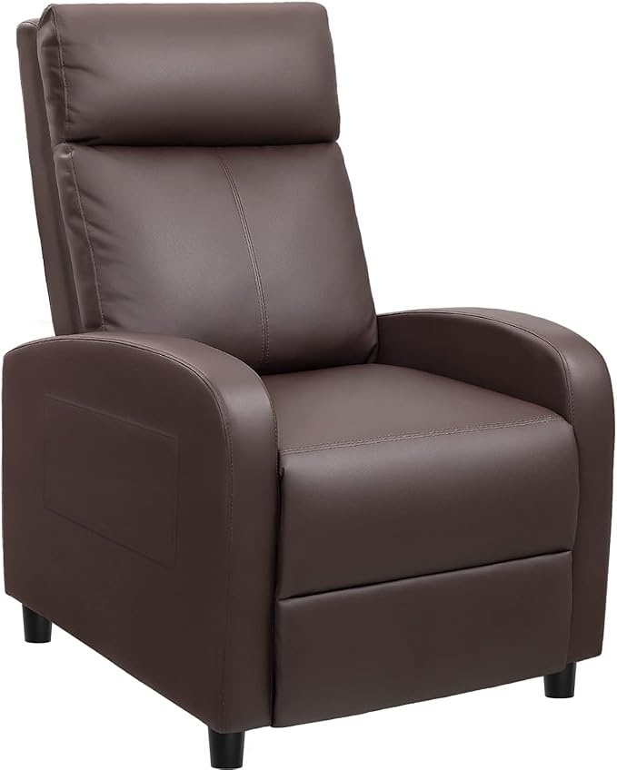 JUMMICO Recliner Chair Adjustable Home Theater Single Recliner Sofa Furniture with Thick Seat Cushion and Backrest Modern Living Room Recliners (Nut Brown)