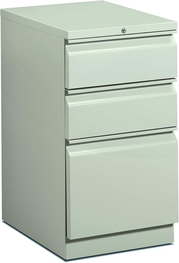 HON 33720RQ 19-7/8-Inch Efficiencies Mobile Pedestal File with 1 File and 2 Box Drawers Light Gray