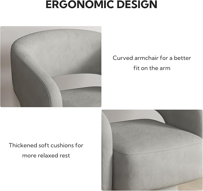ANJ Swivel Accent Chair Set of 2 Modern Luxury Velvet Accent Chair Comfy Round Armchiars 360 Degree Swivel Barrel Chairs for Living Room Bedroom Office Grey