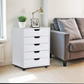 Nouva 5-Drawer File Cabinet Chest - Vertical Mobile Filing Cabinet w/WheelsUnder Beside Desk Chest Storage Printer Stand for Home OfficeWhite