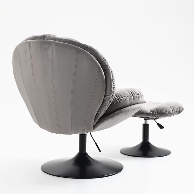 FurnitureSwivel Accent Chair Living Room Chair with OttomanAdjustable Seat Height TV Chair (Gray)