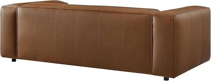 Modway Auren Vegan Leather Sofa in Coffee - Faux Leather Couch - Comfy Modern PU Leather Sofa - Oversized Mid Century Modern Couch for Living Room Apartment Loft